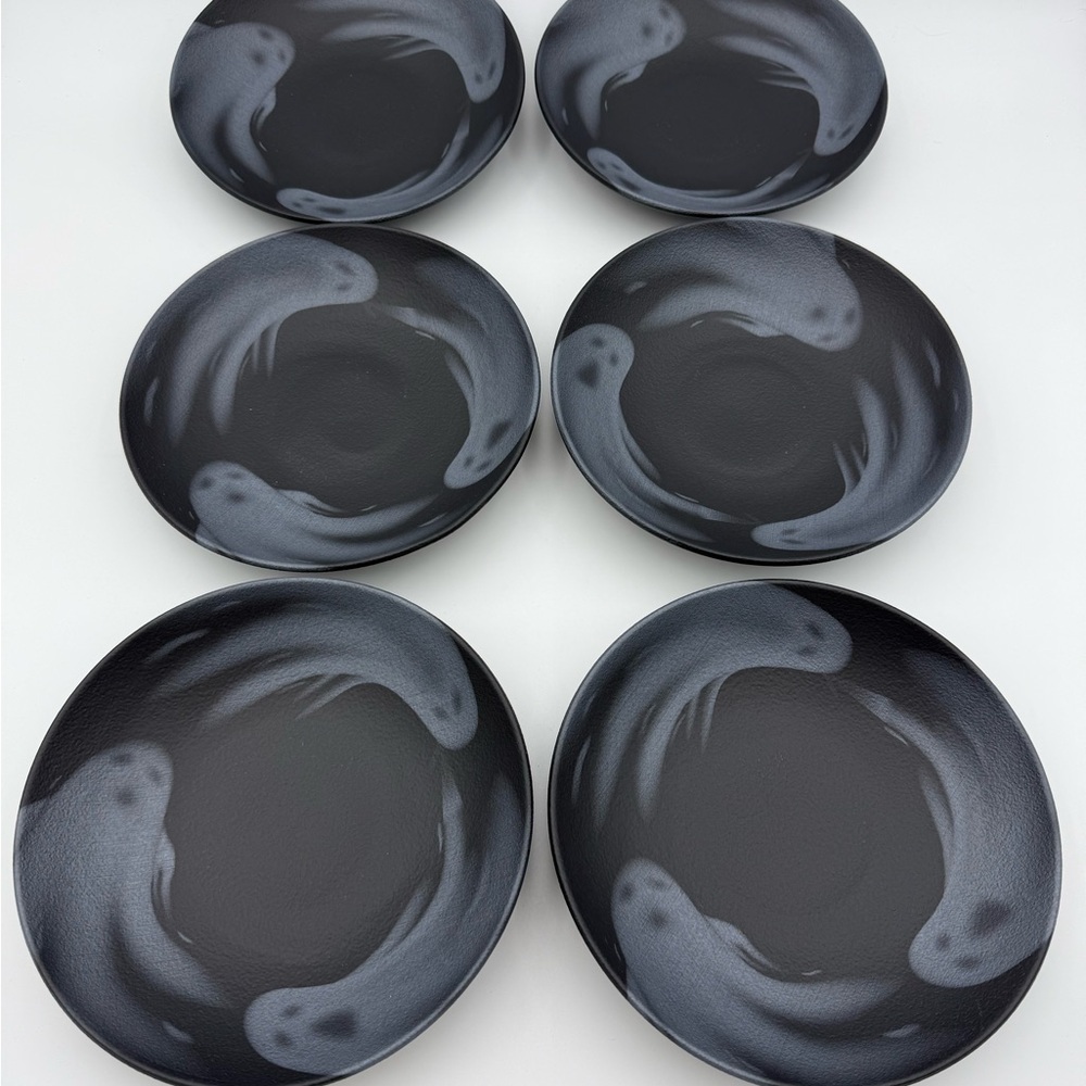 Set of Six Black and Gray Mesa Brasil Ghost Bowls